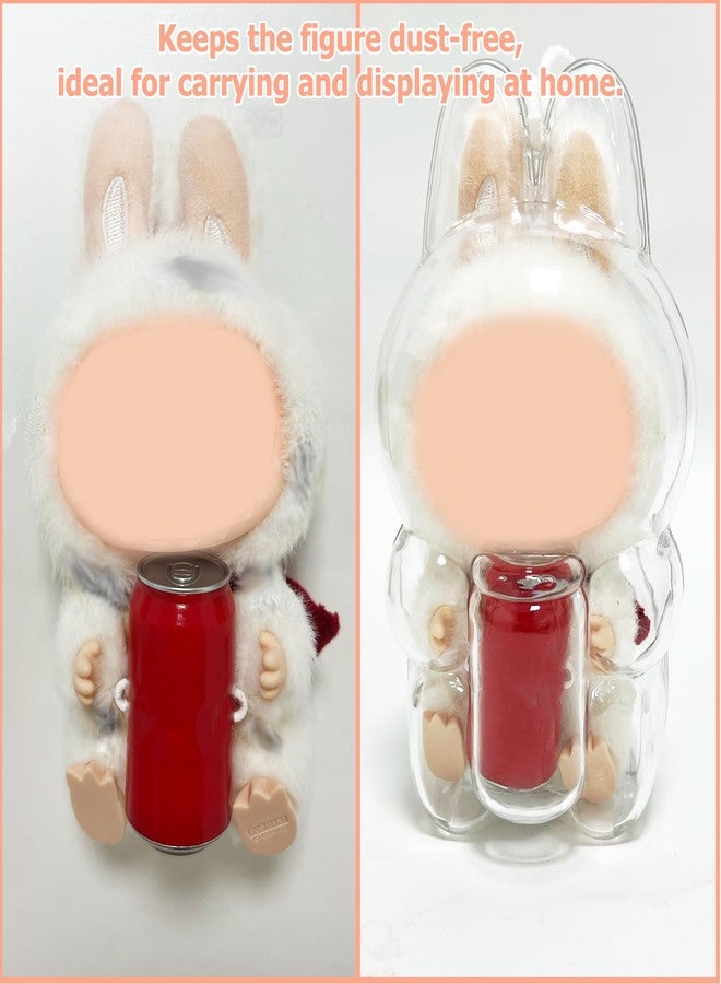 LUFEEMGA Protective Case for LABUBU Sitting Happy Factor,Clear Plastic Display Sit Style Protective Cover PVC Bag Hanging Model Box with Keychain, Sitting Red Soda Can - Image 5